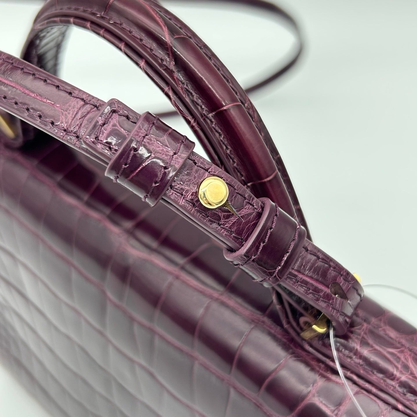 Delvaux Tempête Crocodile Leather Burgundy 2WAY Handbag 21 × 15 × 8 cm [Used]