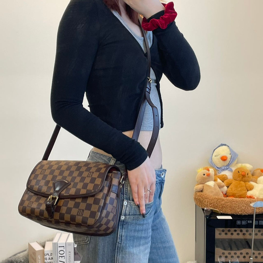 Louis Vuitton Damier Ebene Baguette Shoulder Bag Brown [Used]