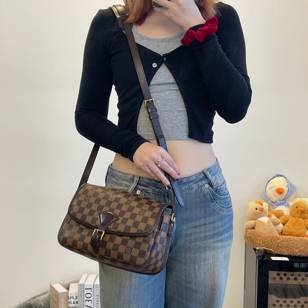 Louis Vuitton Damier Ebene Baguette Shoulder Bag Brown [Used]