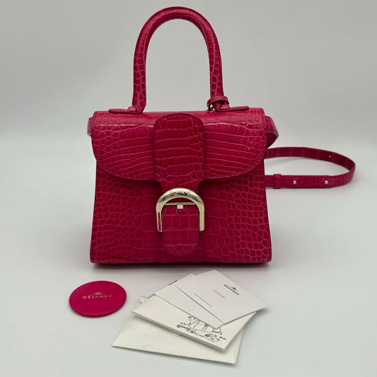Delvaux Brilliant Mini Crocodile Leather Handbag Rose Pink 20 cm [Used]