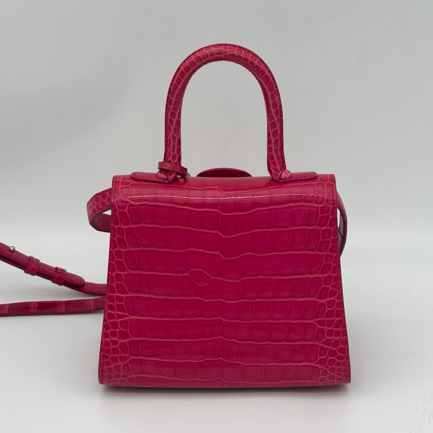 Delvaux Brilliant Mini Crocodile Leather Handbag Rose Pink 20 cm [Used]