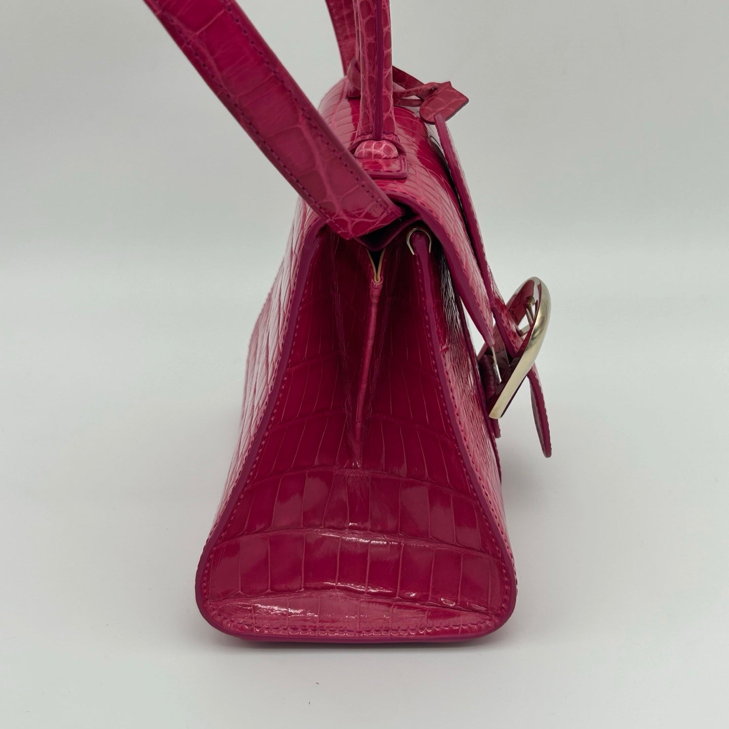 Delvaux Brilliant Mini Crocodile Leather Handbag Rose Pink 20 cm [Used]