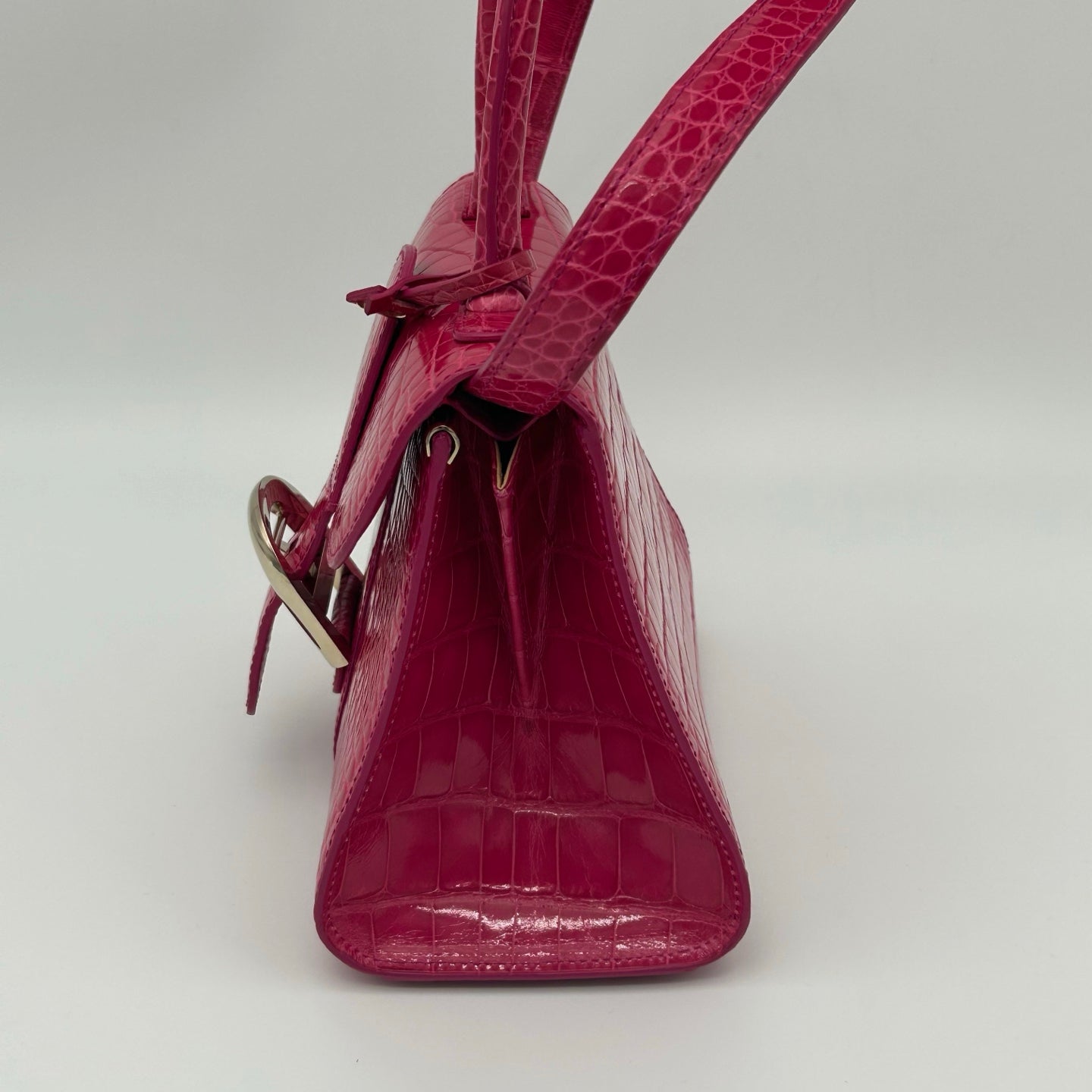 Delvaux Brilliant Mini Crocodile Leather Handbag Rose Pink 20 cm [Used]