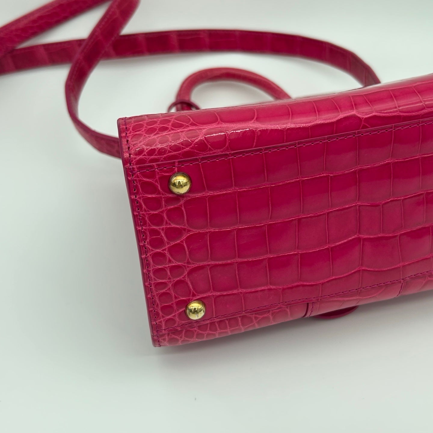 Delvaux Brilliant Mini Crocodile Leather Handbag Rose Pink 20 cm [Used]