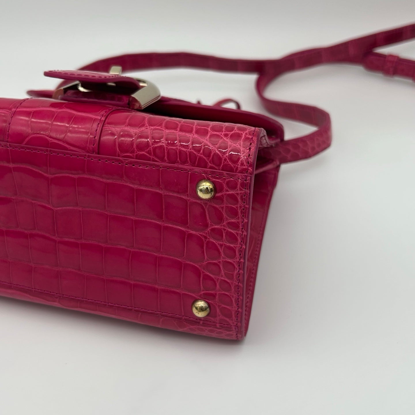Delvaux Brilliant Mini Crocodile Leather Handbag Rose Pink 20 cm [Used]