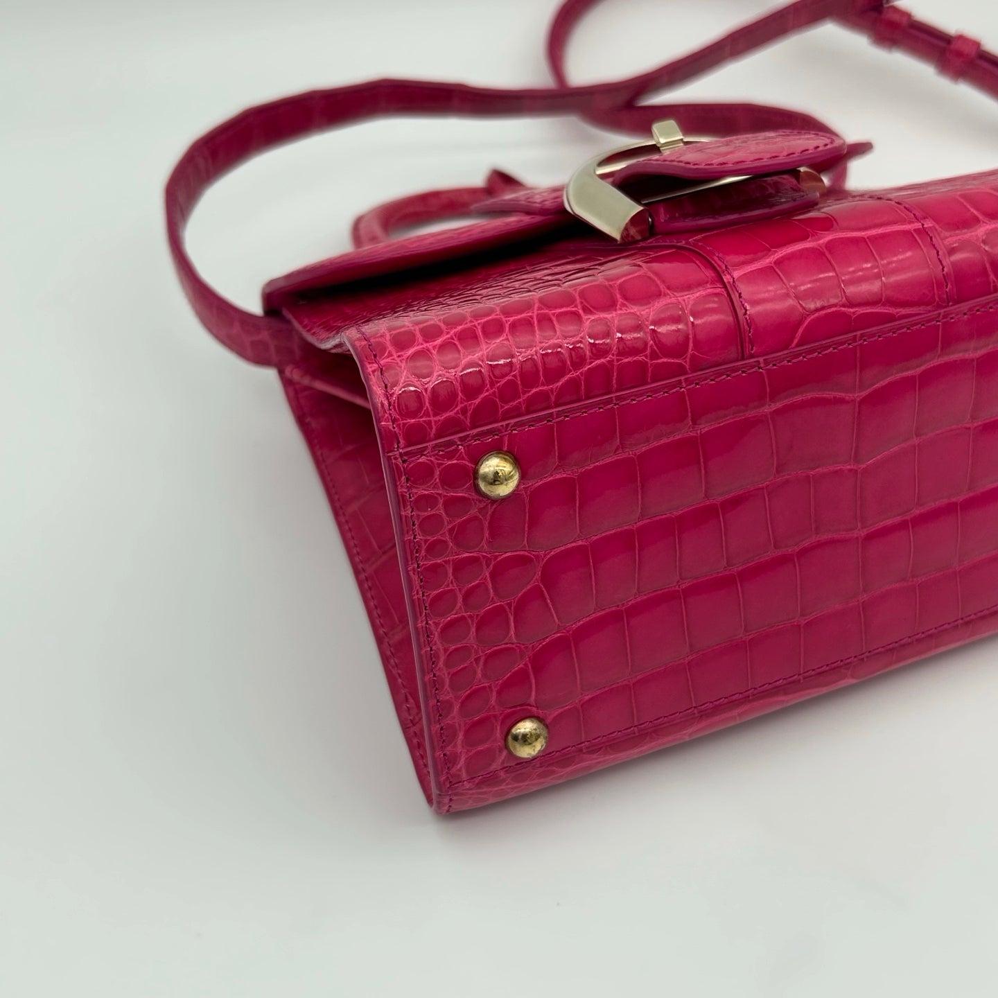 Delvaux Brilliant Mini Crocodile Leather Handbag Rose Pink 20 cm [Used]