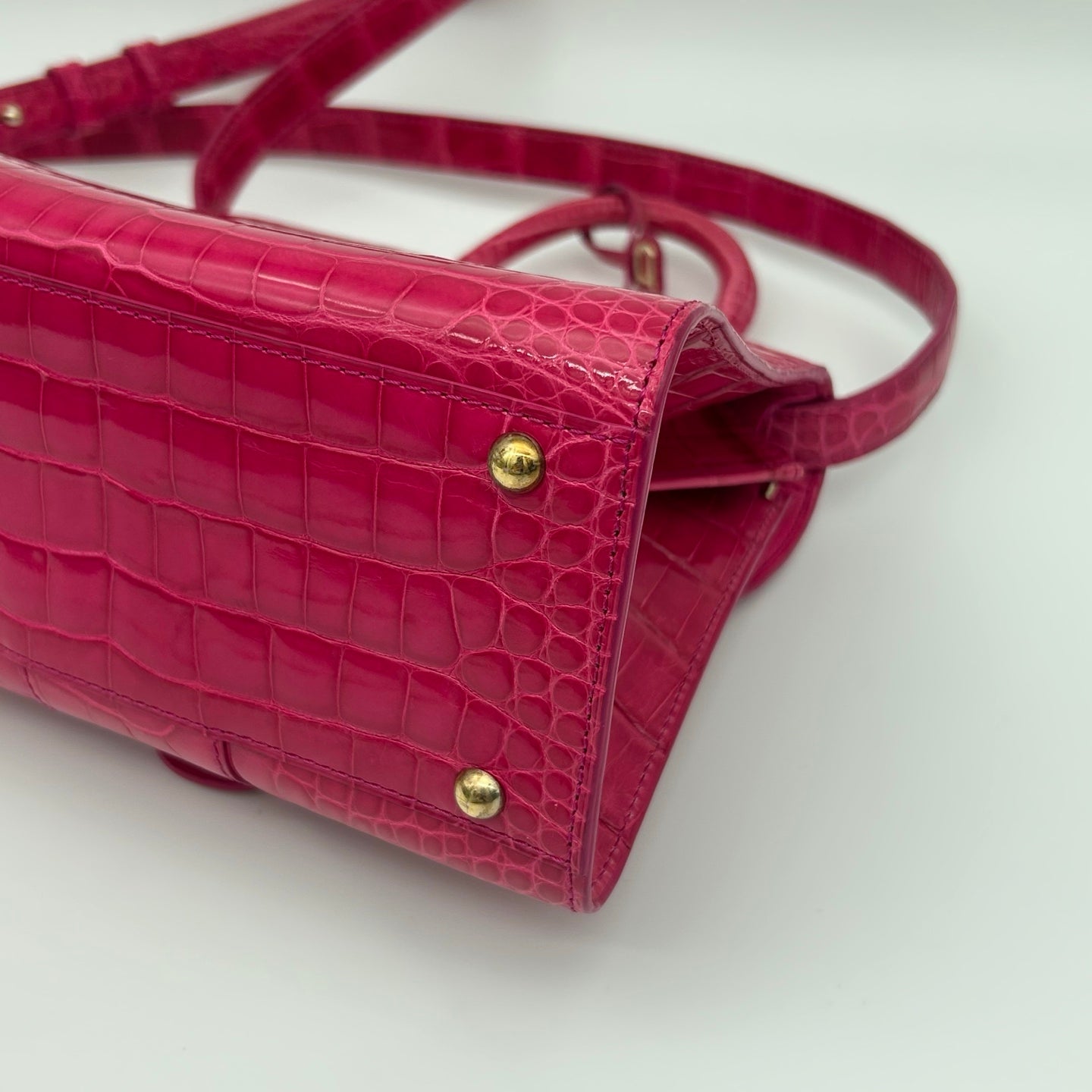 Delvaux Brilliant Mini Crocodile Leather Handbag Rose Pink 20 cm [Used]