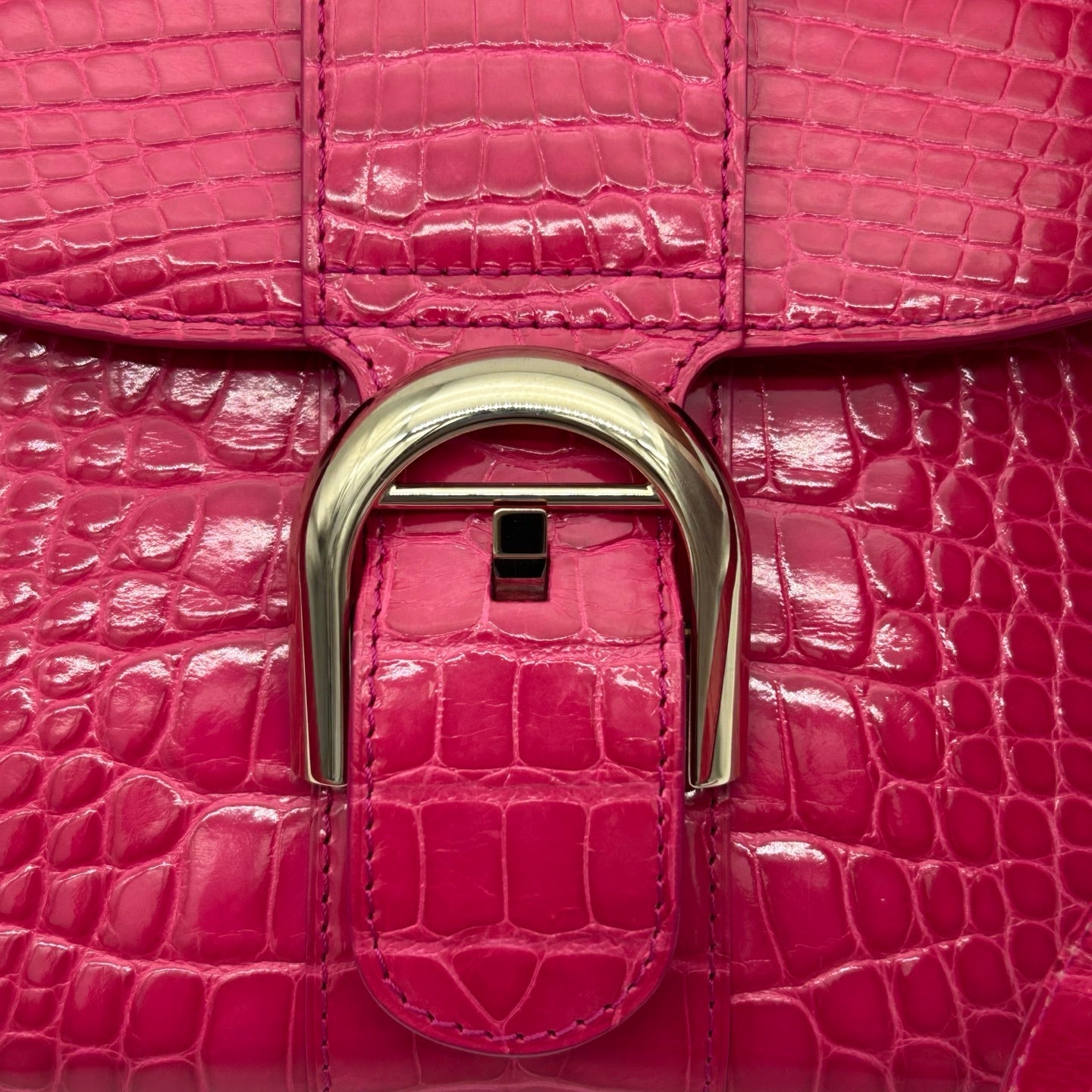Delvaux Brilliant Mini Crocodile Leather Handbag Rose Pink 20 cm [Used]