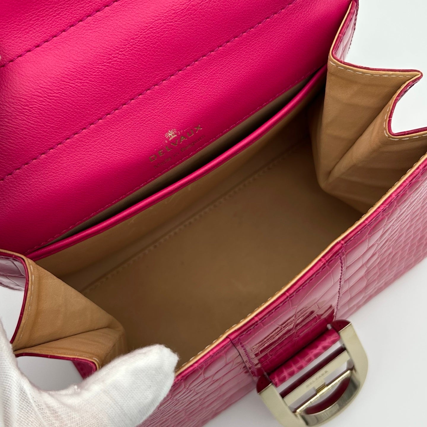 Delvaux Brilliant Mini Crocodile Leather Handbag Rose Pink 20 cm [Used]