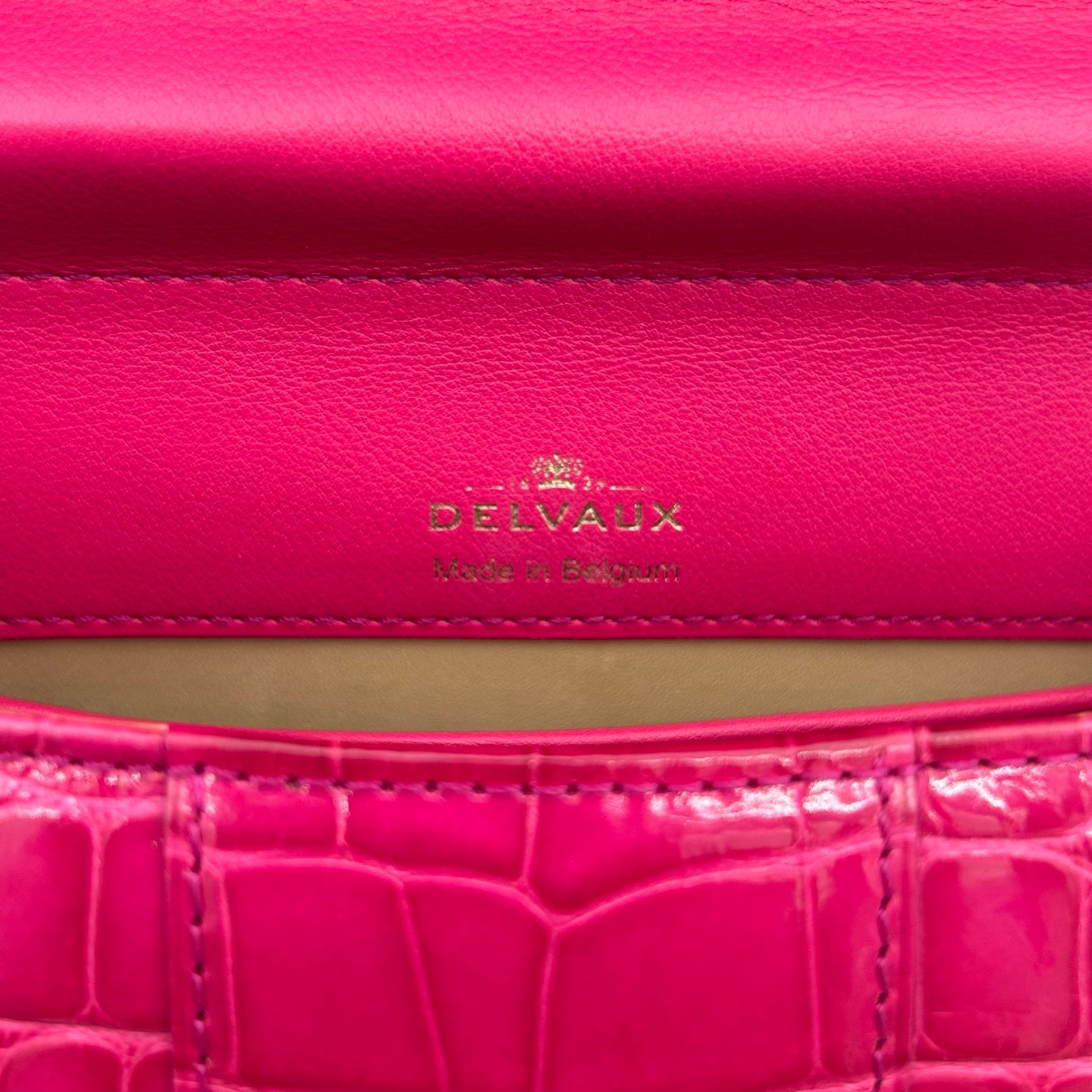 Delvaux Brilliant Mini Crocodile Leather Handbag Rose Pink 20 cm [Used]