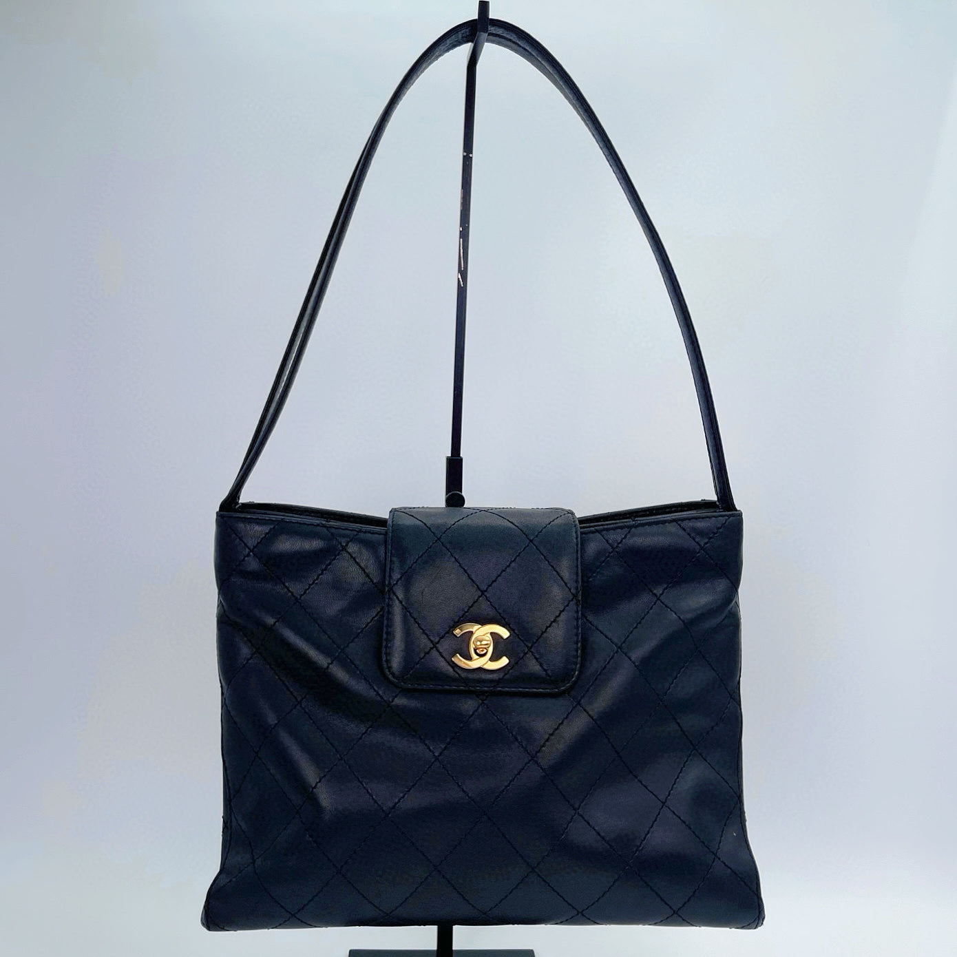 Chanel Black/Gold Quilted Lambskin Tote [Used]