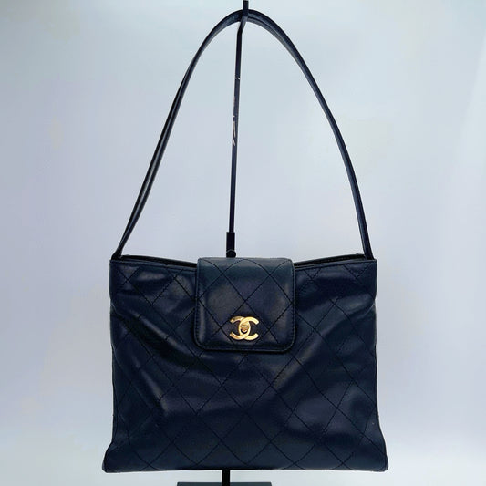Chanel Black/Gold Quilted Lambskin Tote [Used]
