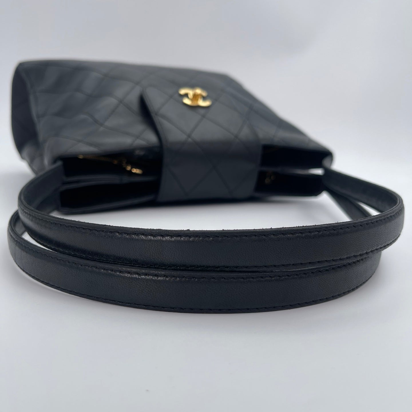 Chanel Black/Gold Quilted Lambskin Tote [Used]