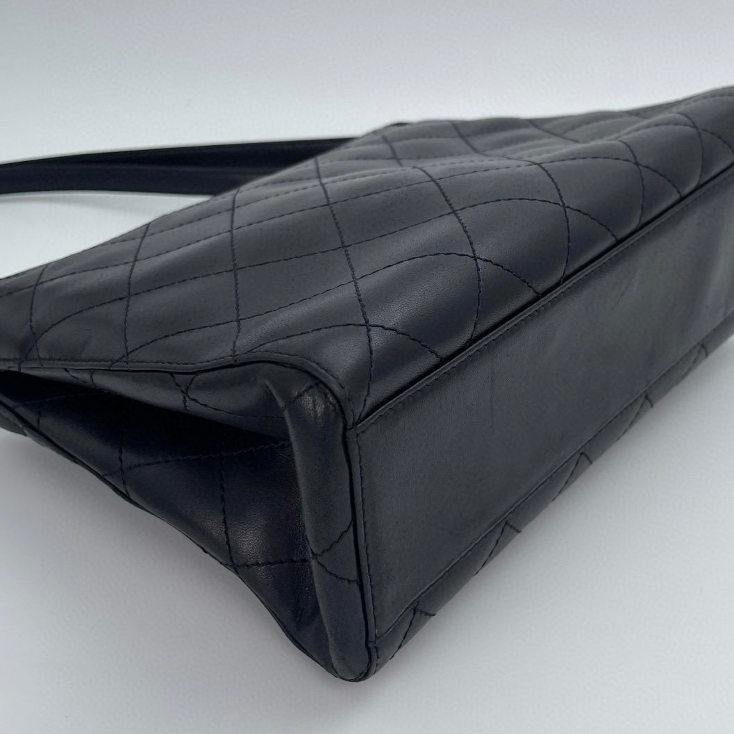 Chanel Black/Gold Quilted Lambskin Tote [Used]