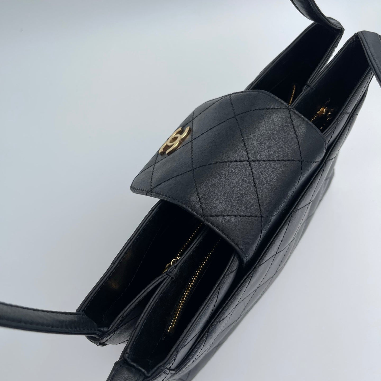 Chanel Black/Gold Quilted Lambskin Tote [Used]