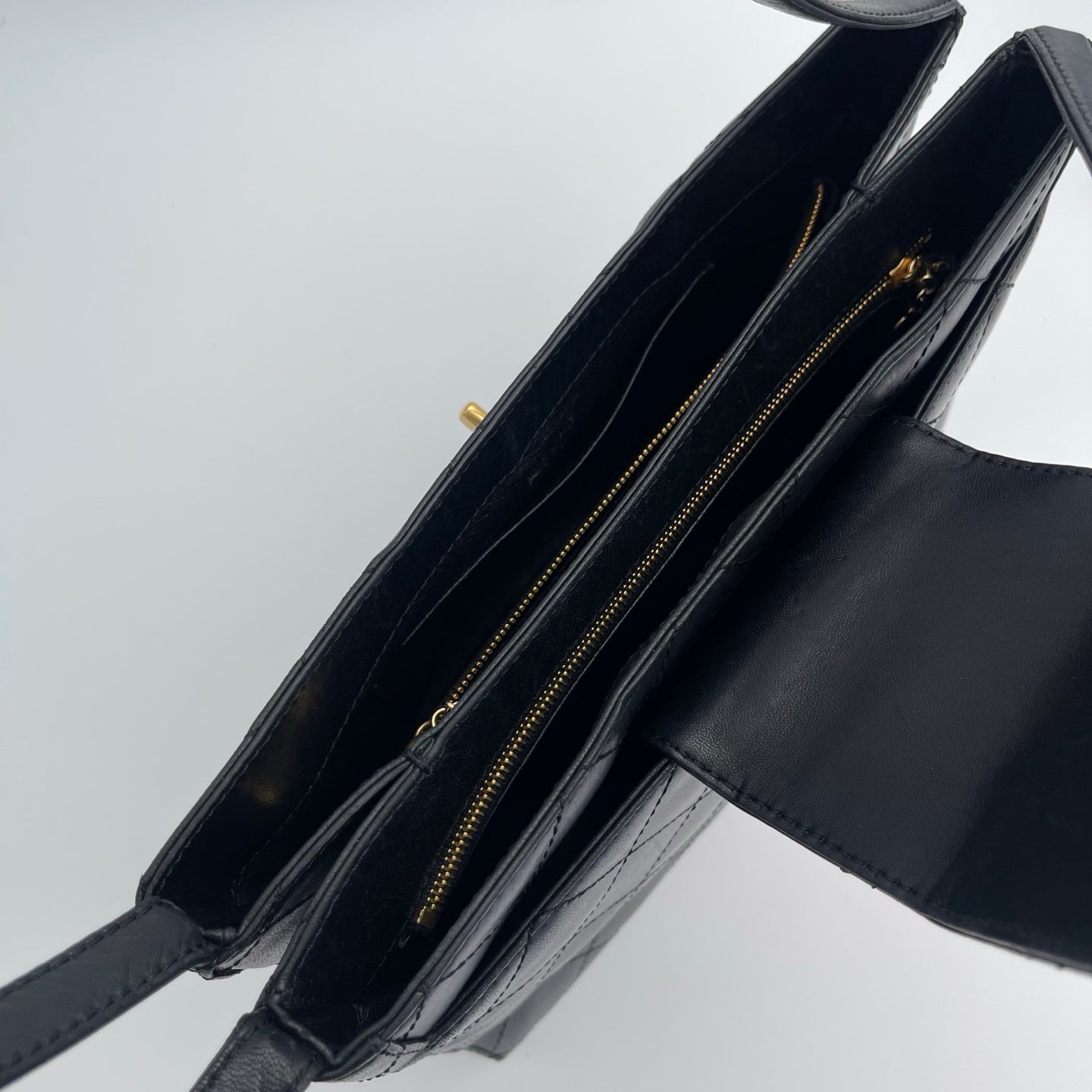 Chanel Black/Gold Quilted Lambskin Tote [Used]
