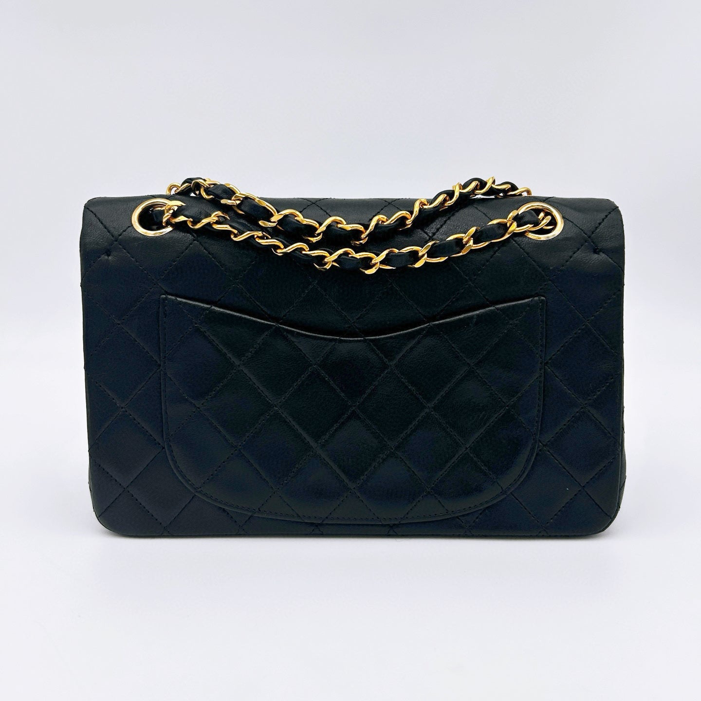 Chanel Vintage Classic Flap Medium Black Lambskin Double Flap with Gold Hardware [Used]