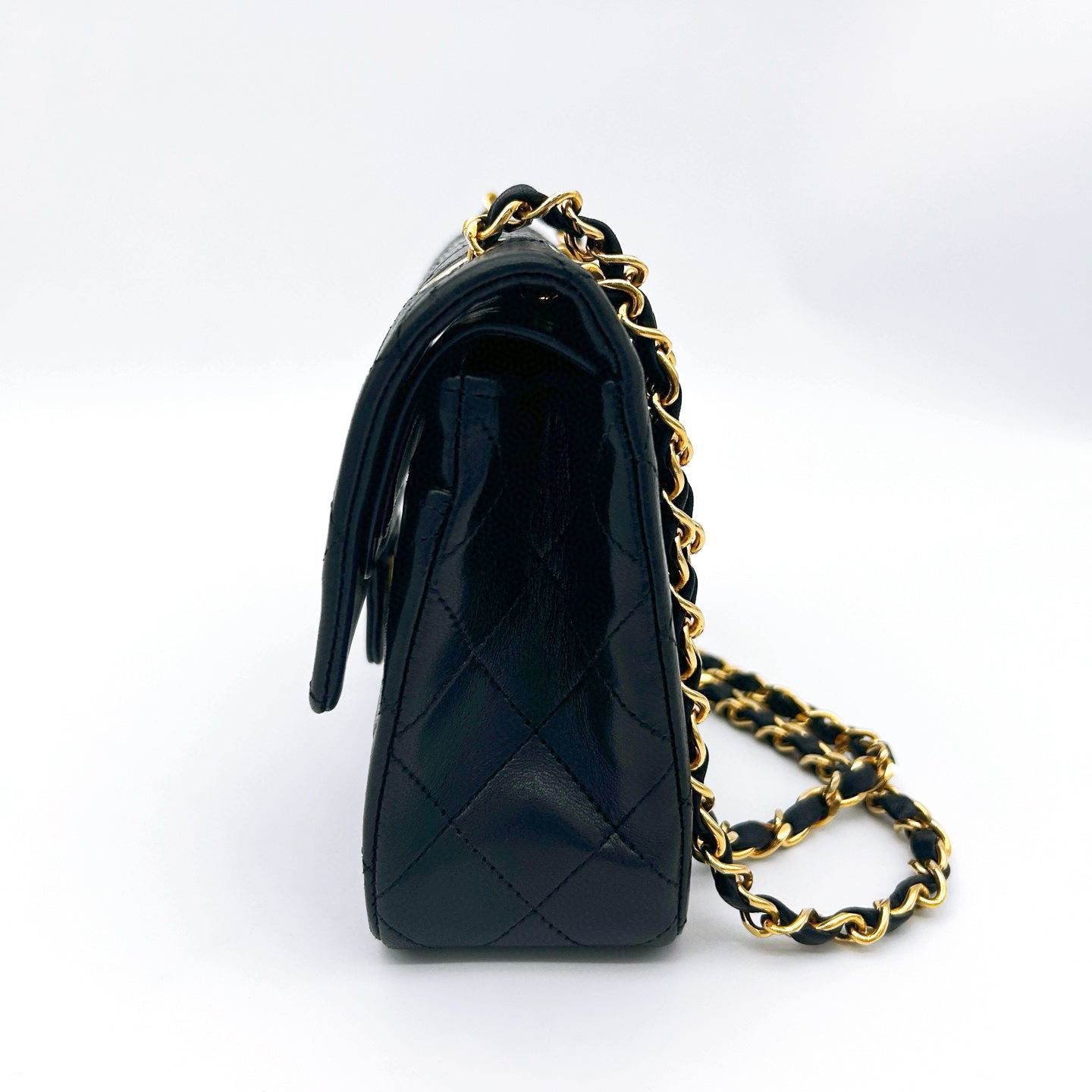 Chanel Vintage Classic Flap Medium Black Lambskin Double Flap with Gold Hardware [Used]