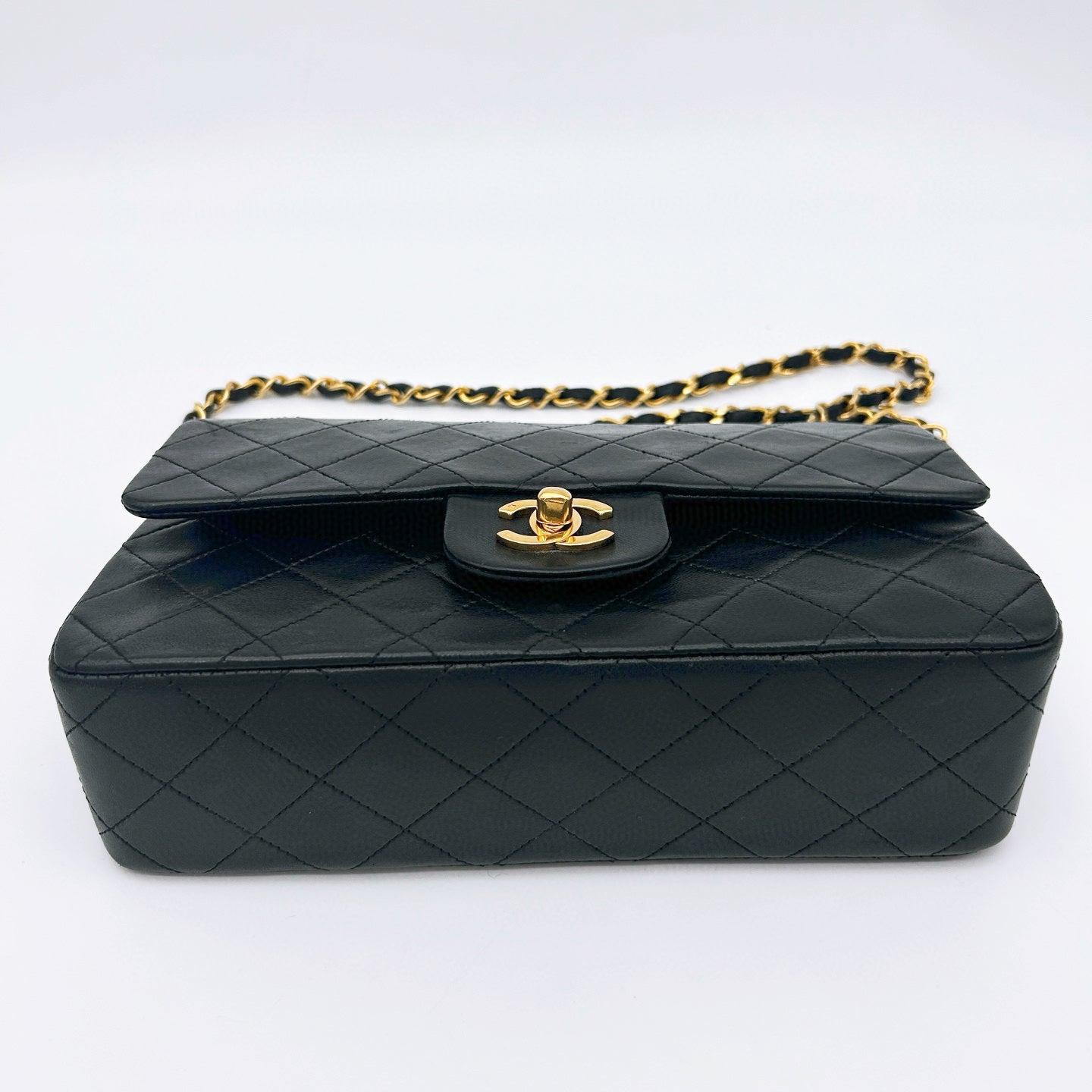 Chanel Vintage Classic Flap Medium Black Lambskin Double Flap with Gold Hardware [Used]