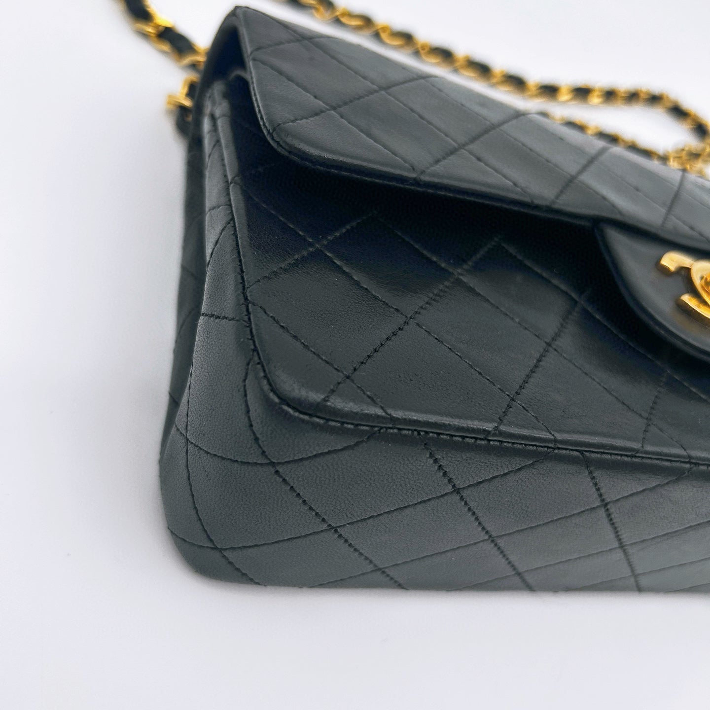 Chanel Vintage Classic Flap Medium Black Lambskin Double Flap with Gold Hardware [Used]