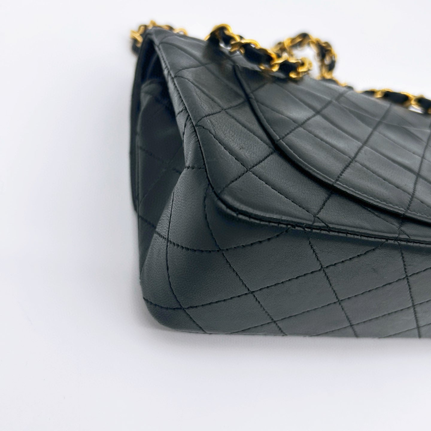 Chanel Vintage Classic Flap Medium Black Lambskin Double Flap with Gold Hardware [Used]