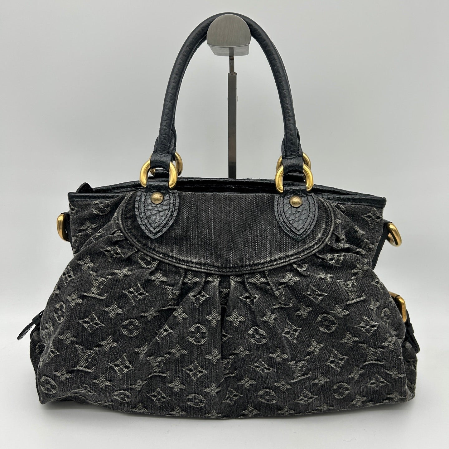 Louis Vuitton Black Monogram Denim Cabby Tote Handbag [Used]