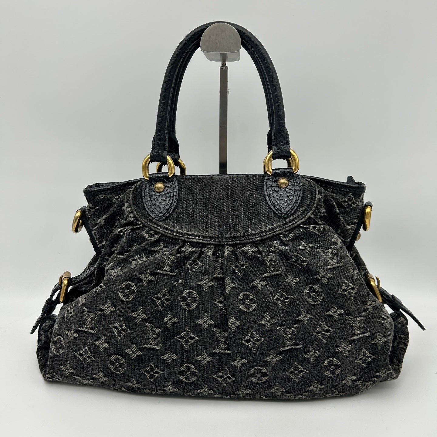 Louis Vuitton Black Monogram Denim Cabby Tote Handbag [Used]