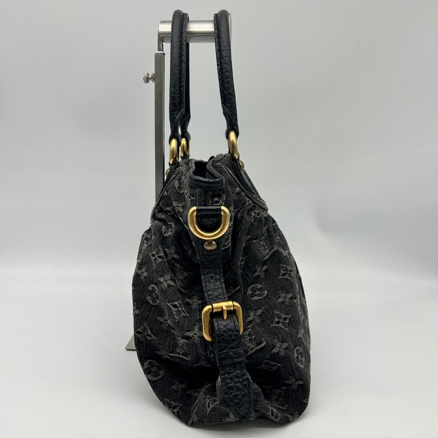 Louis Vuitton Black Monogram Denim Cabby Tote Handbag [Used]