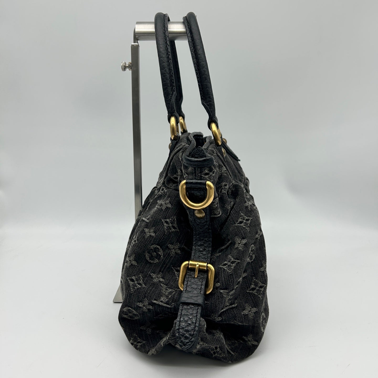 Louis Vuitton Black Monogram Denim Cabby Tote Handbag [Used]