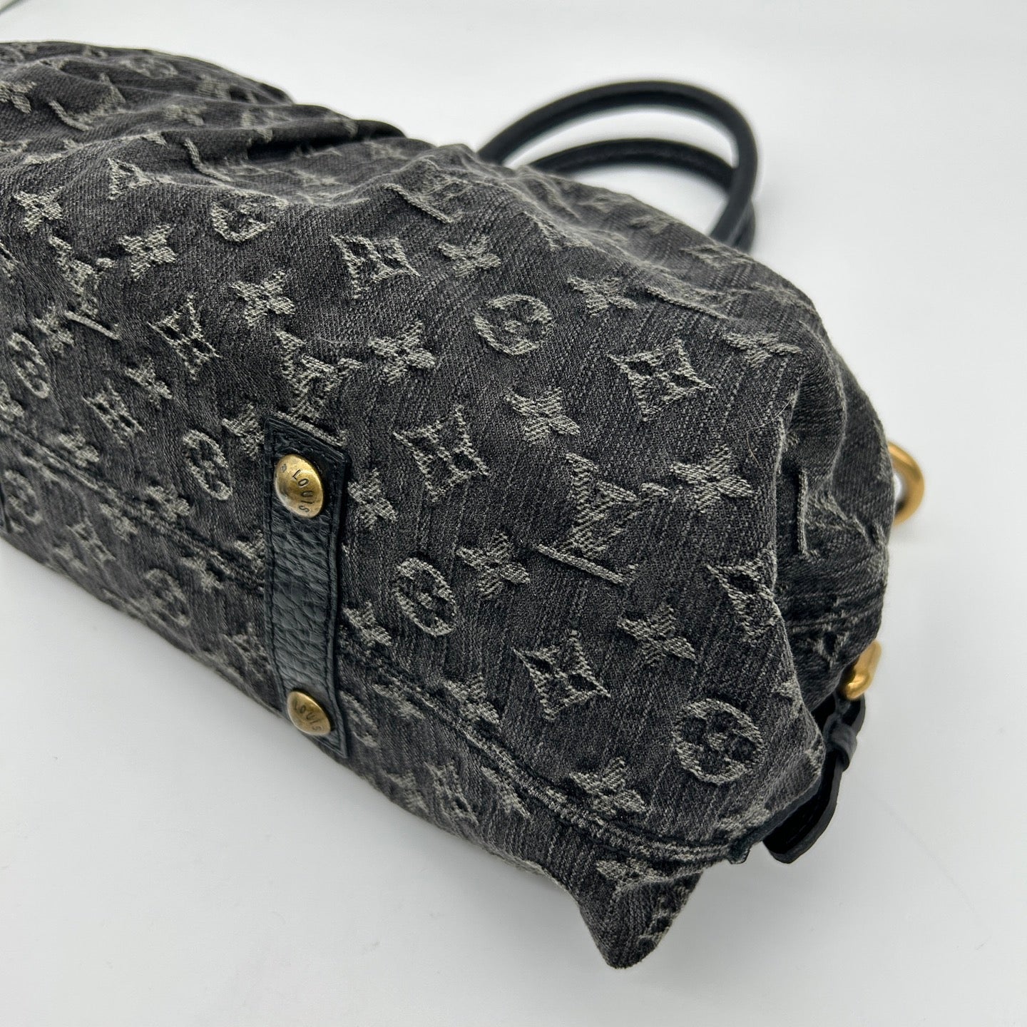 Louis Vuitton Black Monogram Denim Cabby Tote Handbag [Used]