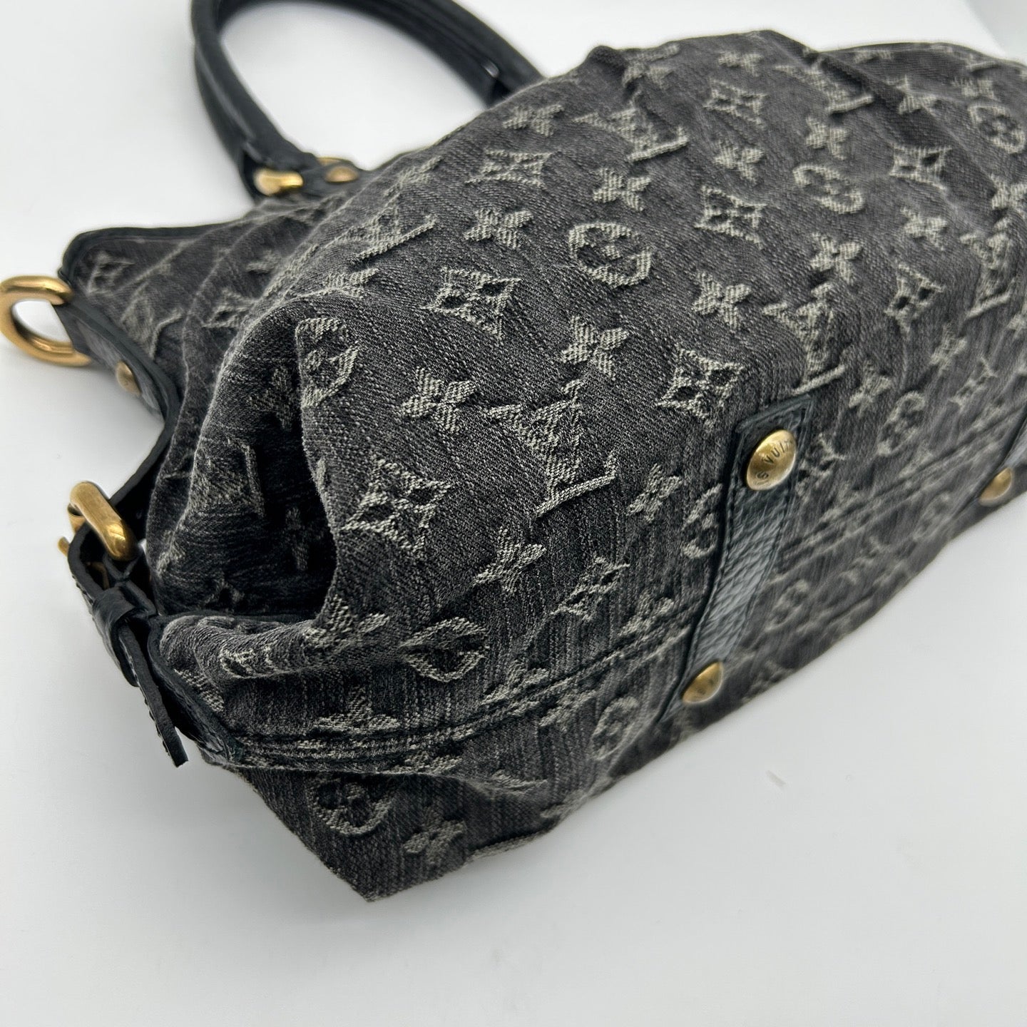 Louis Vuitton Black Monogram Denim Cabby Tote Handbag [Used]