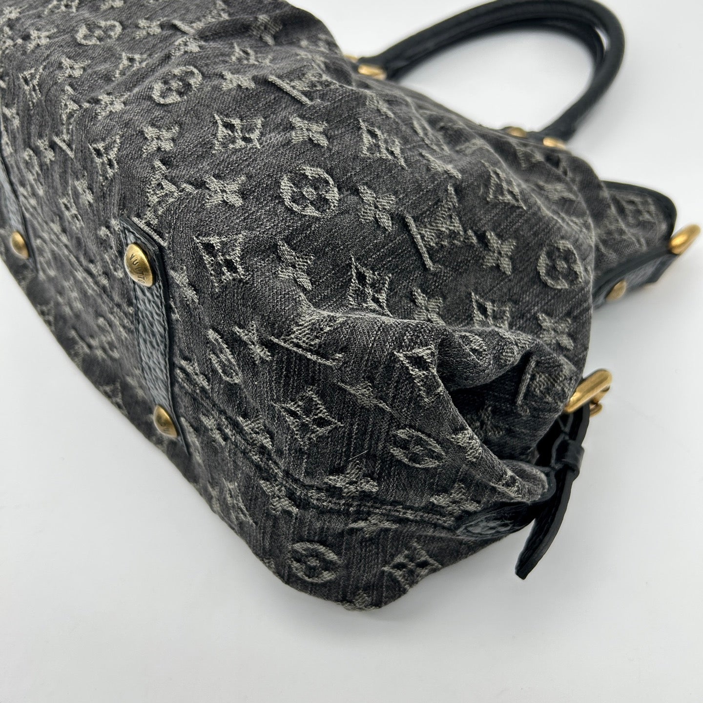 Louis Vuitton Black Monogram Denim Cabby Tote Handbag [Used]