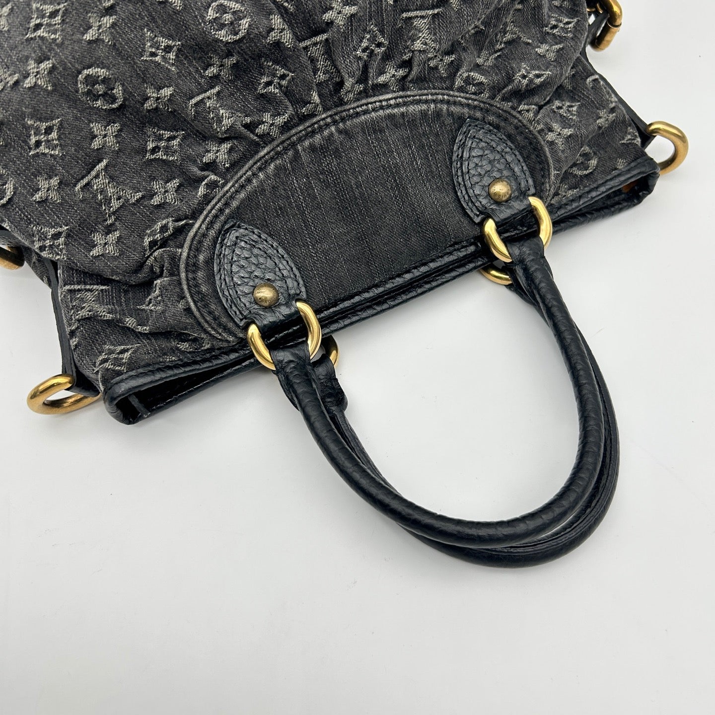 Louis Vuitton Black Monogram Denim Cabby Tote Handbag [Used]