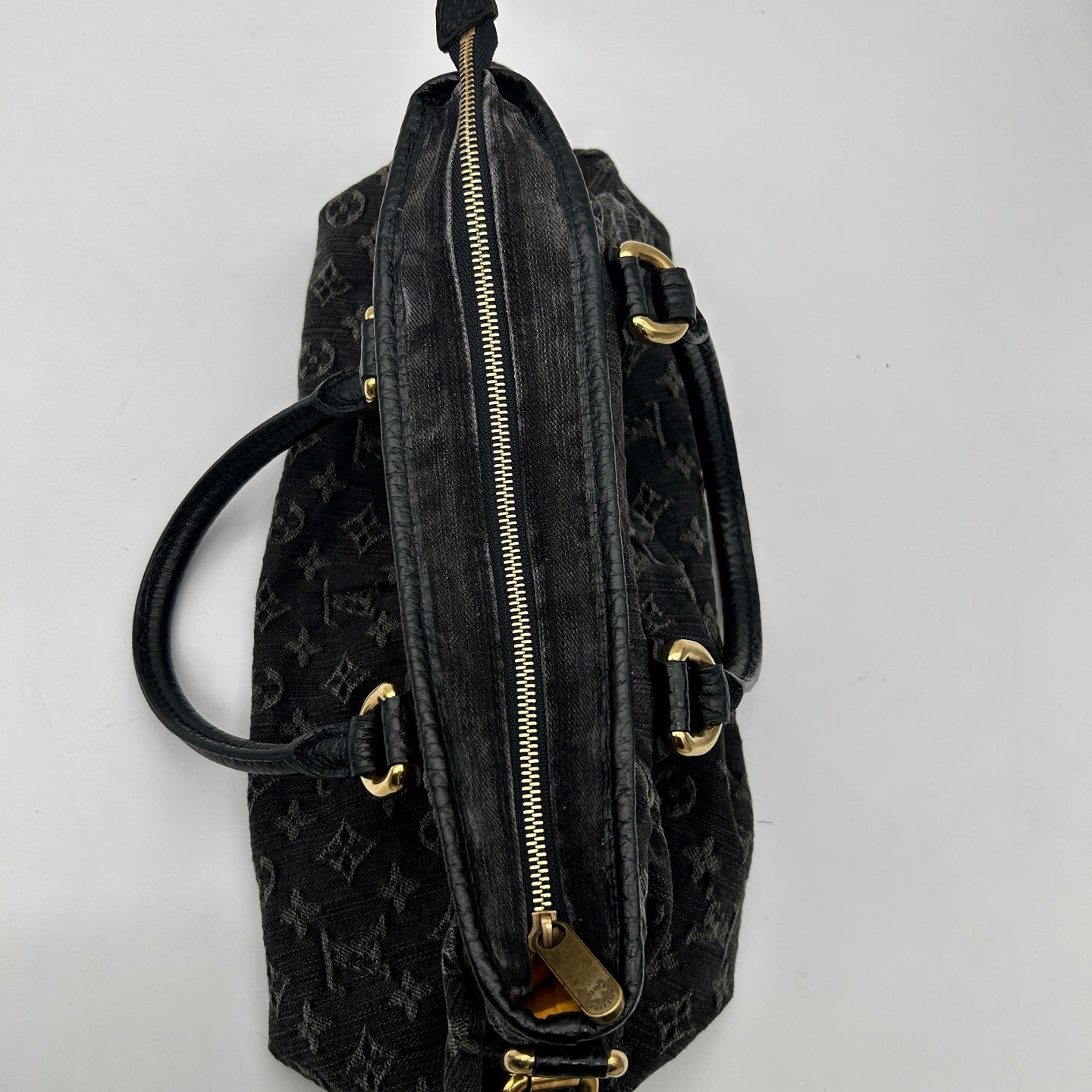Louis Vuitton Black Monogram Denim Cabby Tote Handbag [Used]