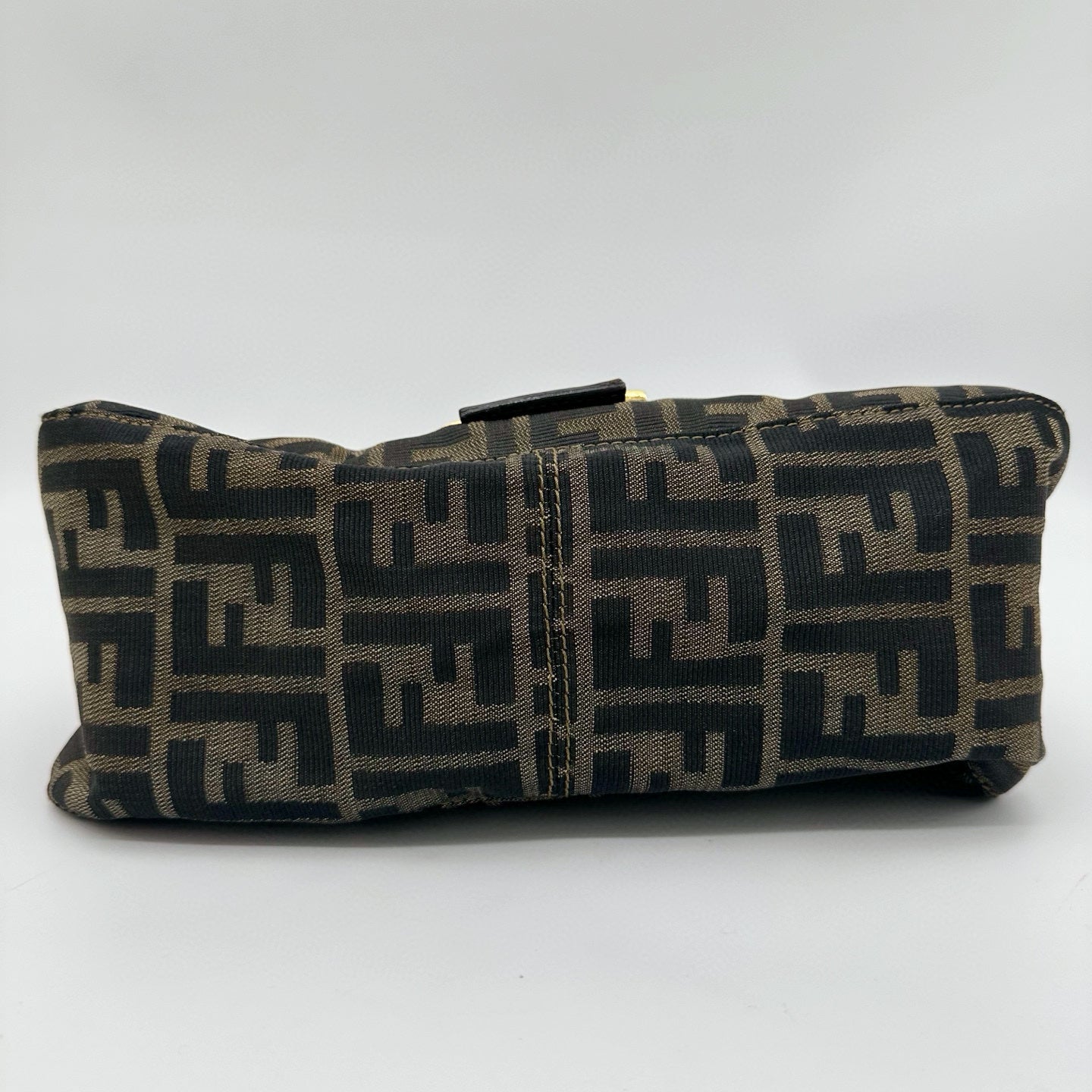 Fendi Zucca Canvas Large Baguette Shoulder Bag with Gold FF Buckle [Vintage / Used]