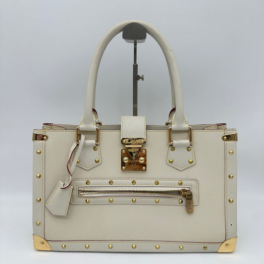 Louis Vuitton White Suhali Leather Studded Handbag with Gold Hardware [Used]