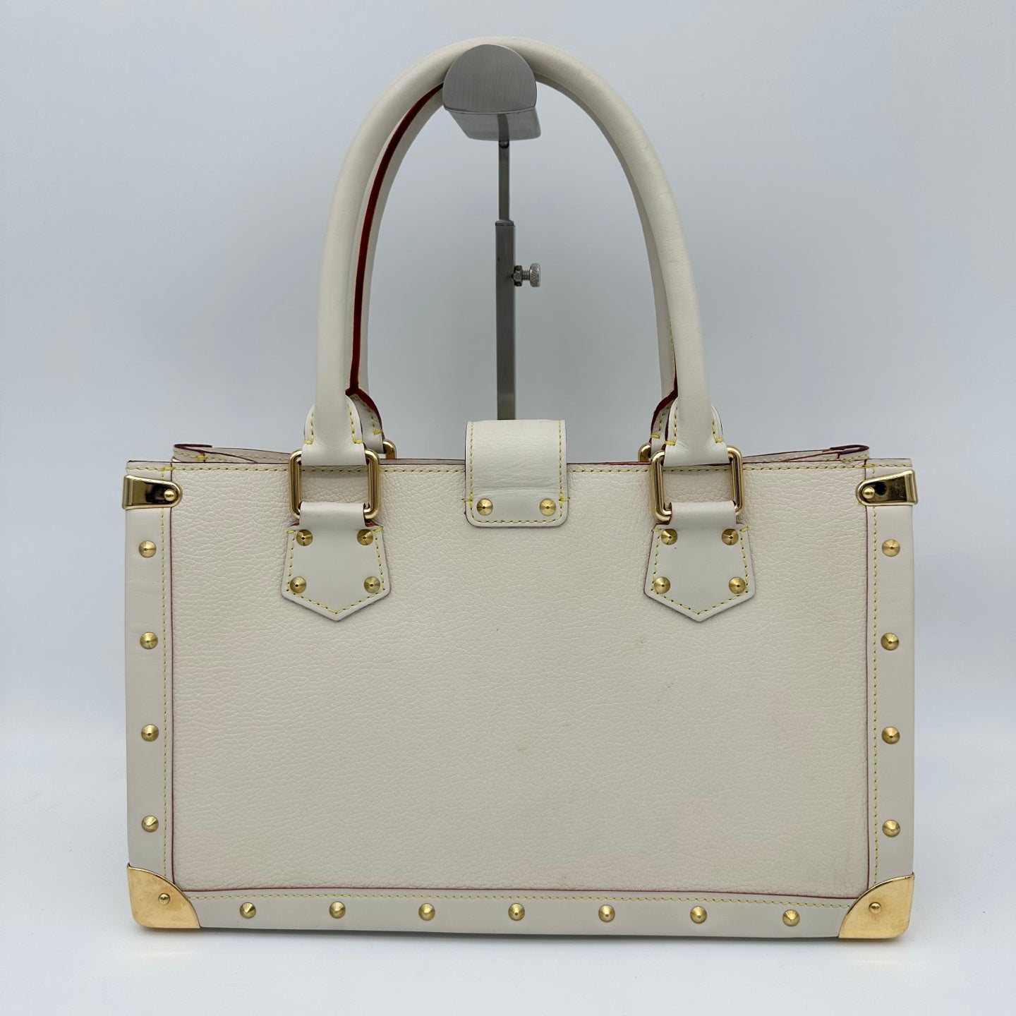 Louis Vuitton White Suhali Leather Studded Handbag with Gold Hardware [Used]