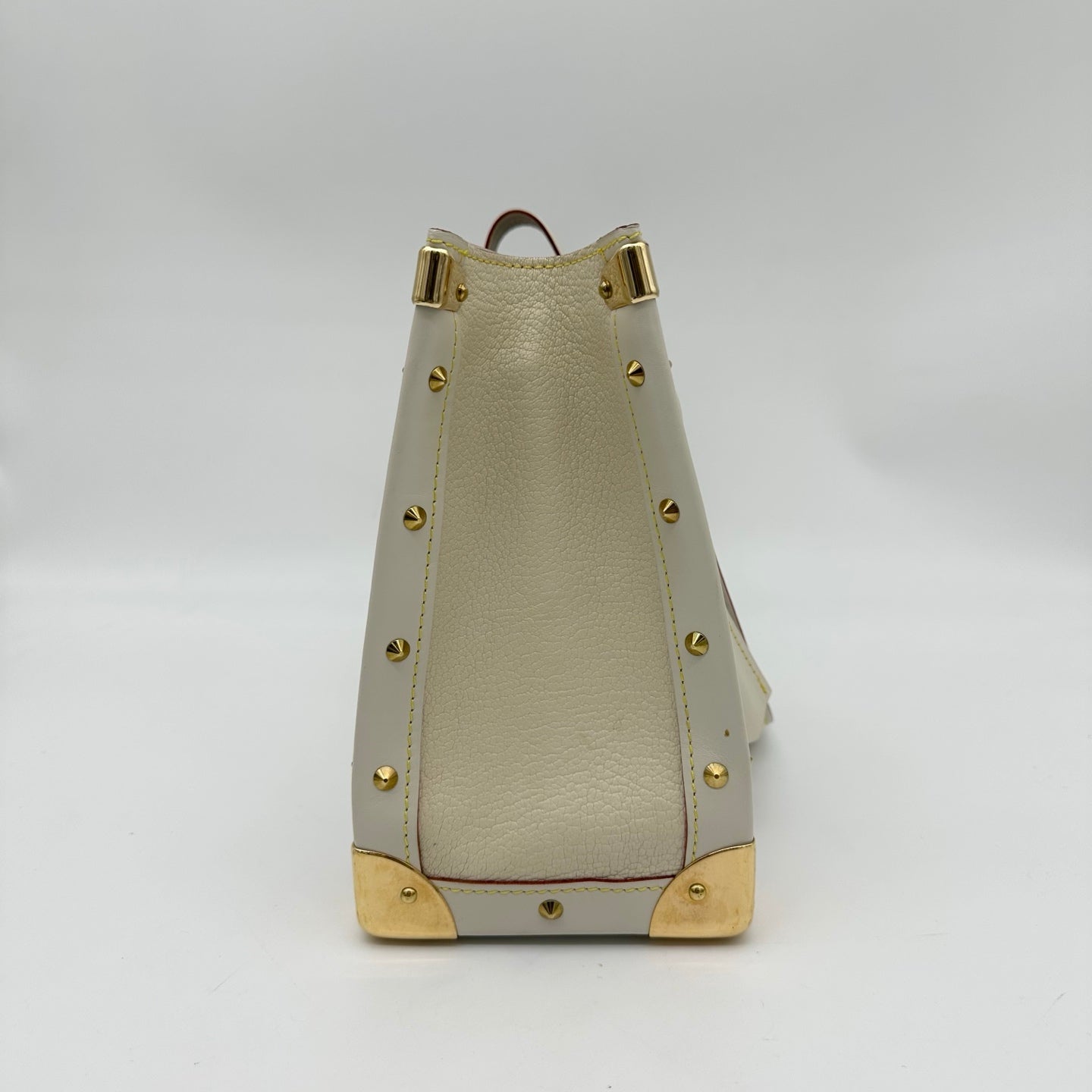 Louis Vuitton White Suhali Leather Studded Handbag with Gold Hardware [Used]