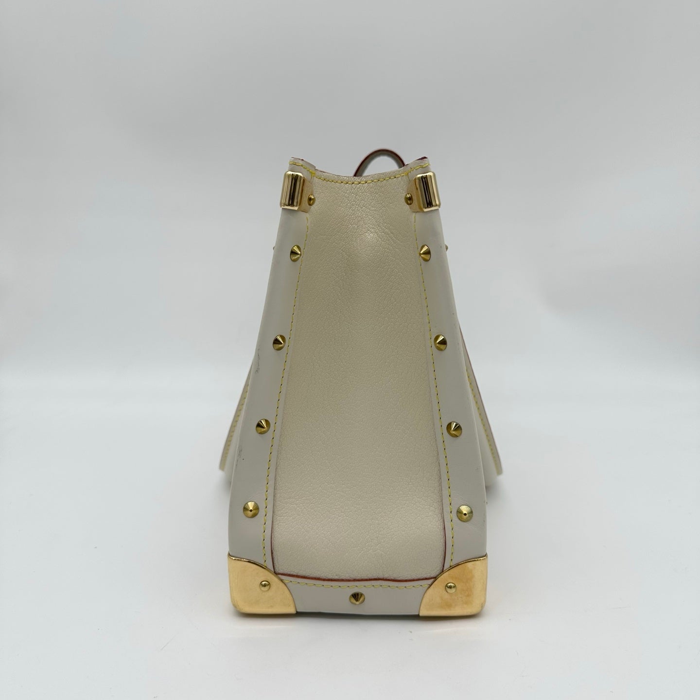 Louis Vuitton White Suhali Leather Studded Handbag with Gold Hardware [Used]