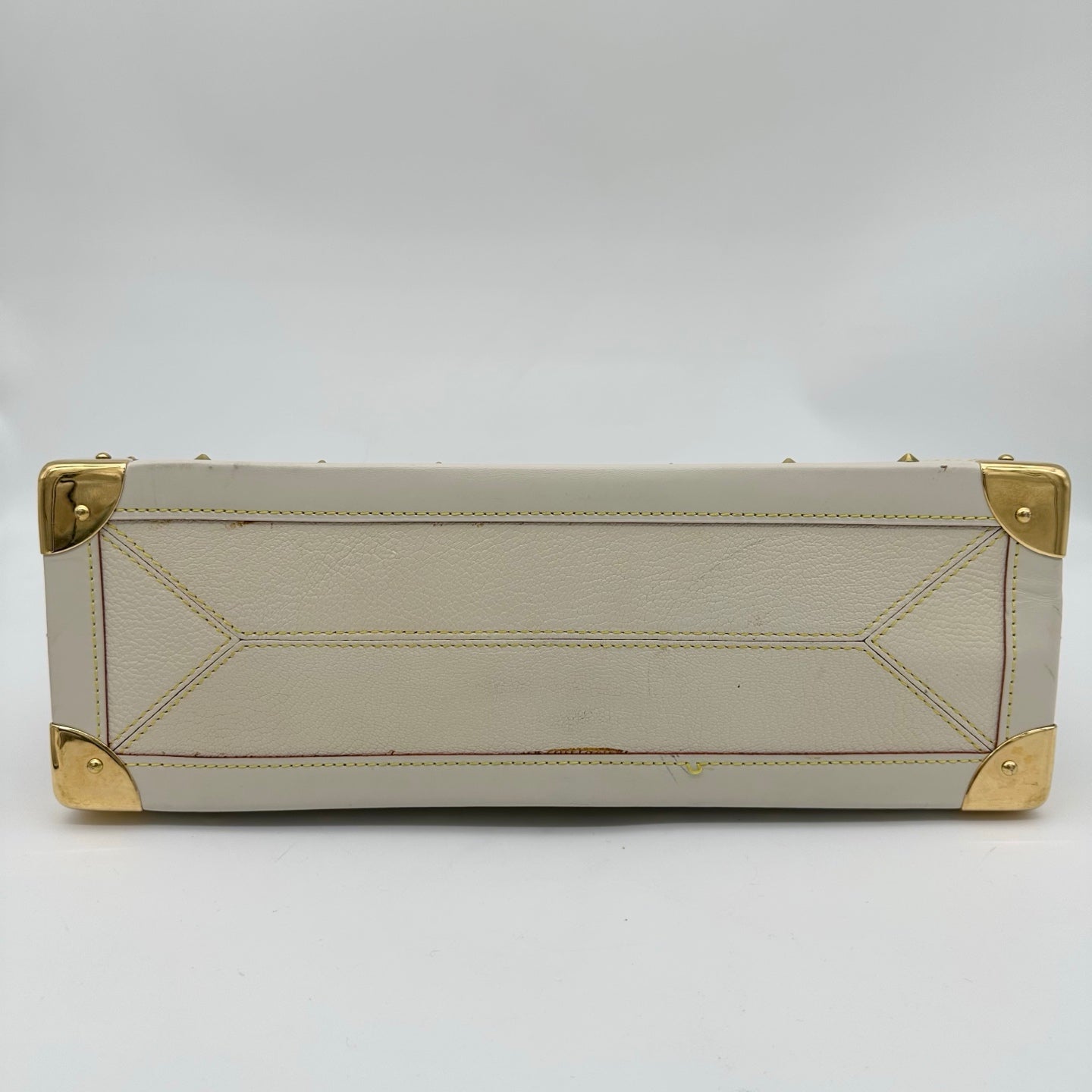 Louis Vuitton White Suhali Leather Studded Handbag with Gold Hardware [Used]