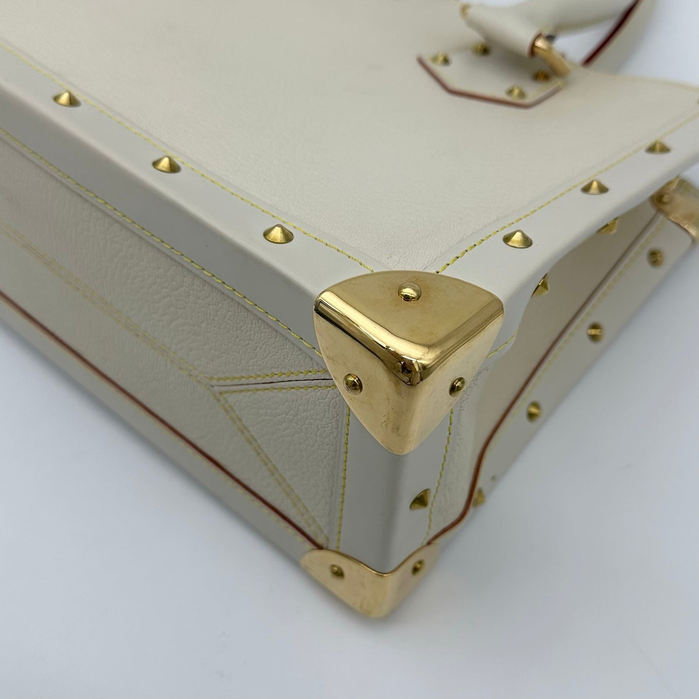 Louis Vuitton White Suhali Leather Studded Handbag with Gold Hardware [Used]