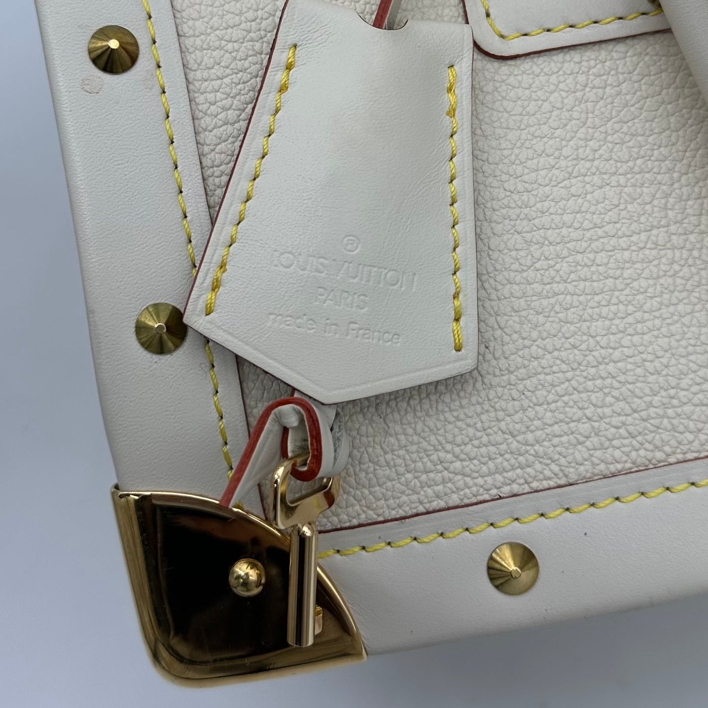 Louis Vuitton White Suhali Leather Studded Handbag with Gold Hardware [Used]