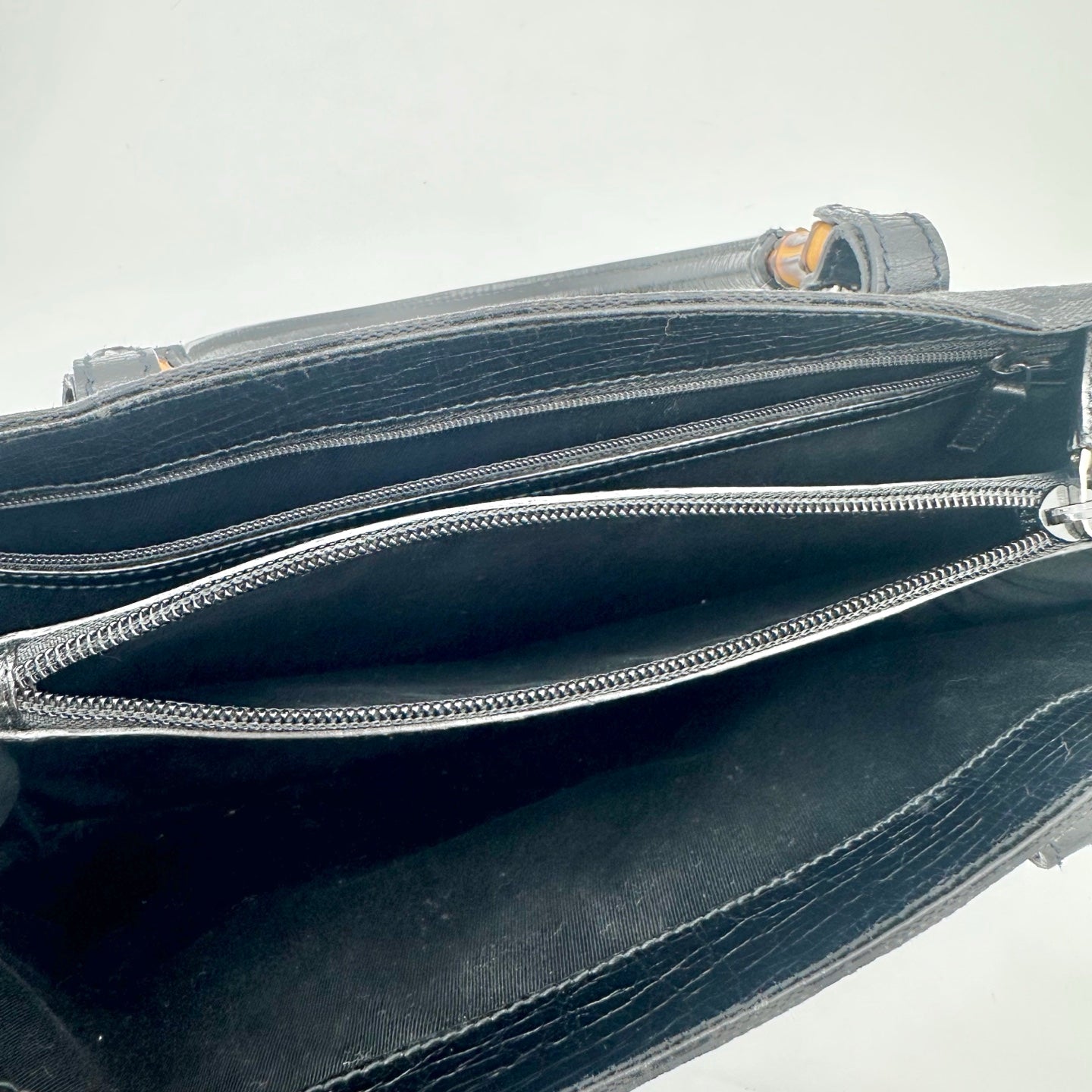 Gucci Black GG Canvas Bamboo Handle Tote Bag with Leather Trim [Used]