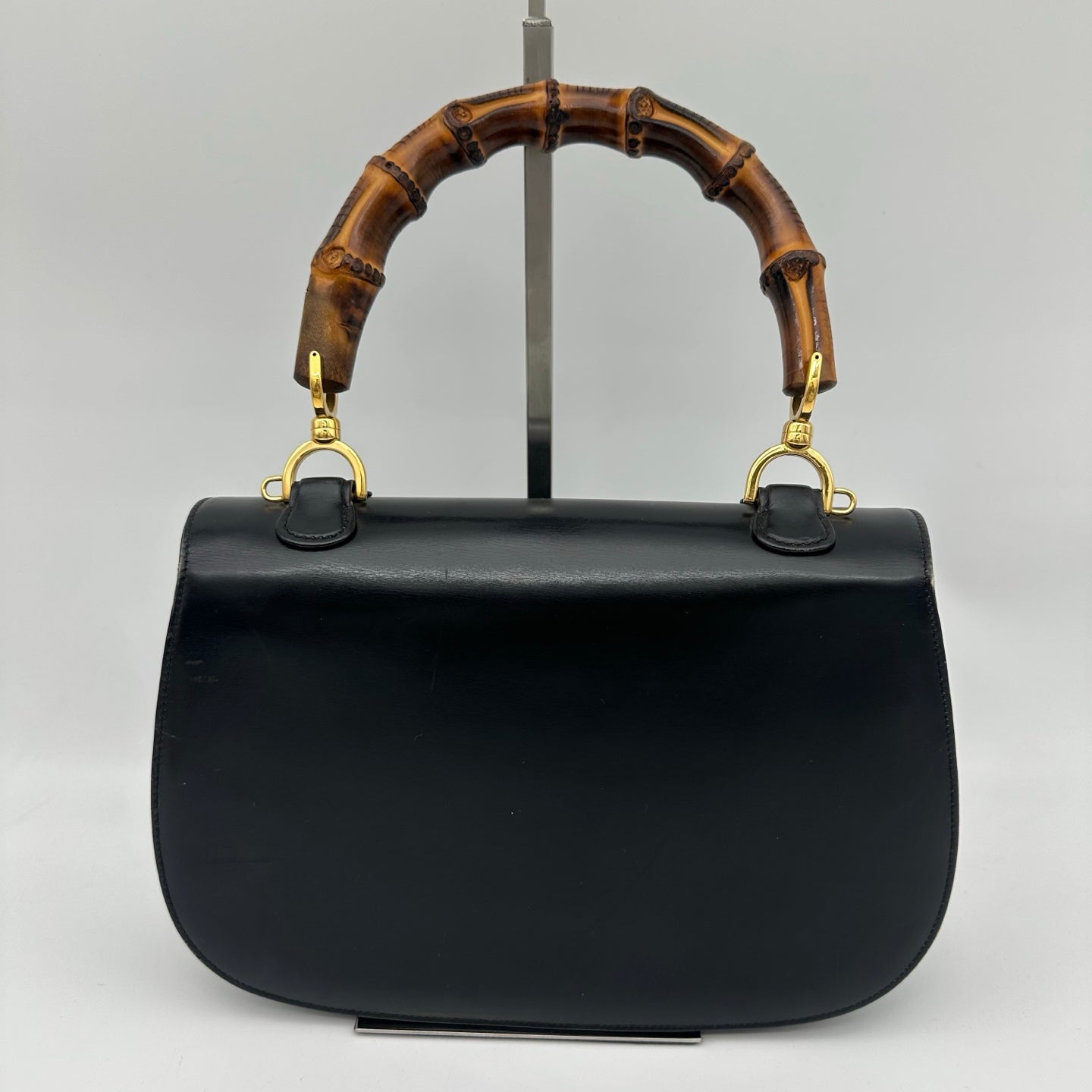 Gucci Black Box Leather Bamboo Handle Top Handle Bag [Used]