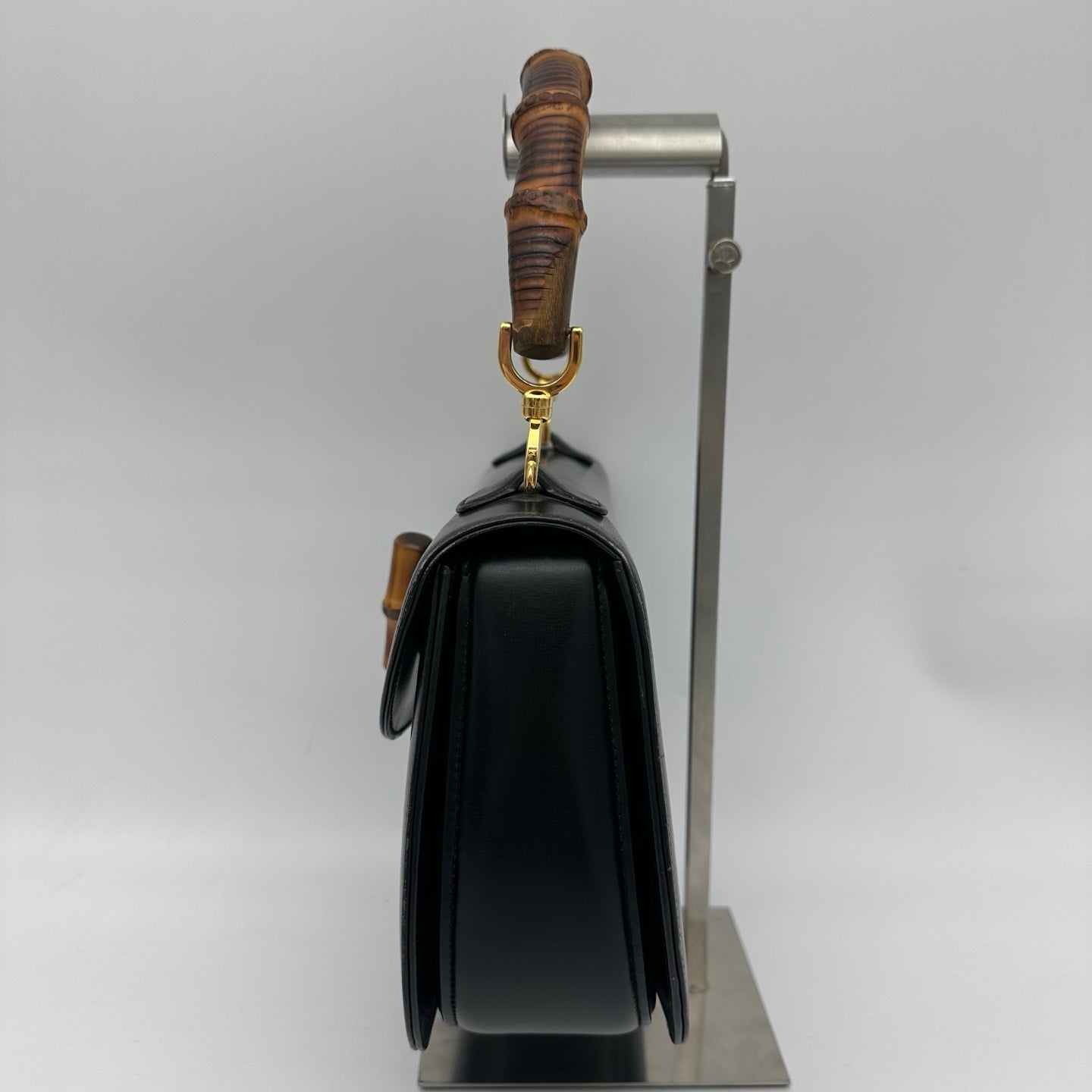 Gucci Black Box Leather Bamboo Handle Top Handle Bag [Used]