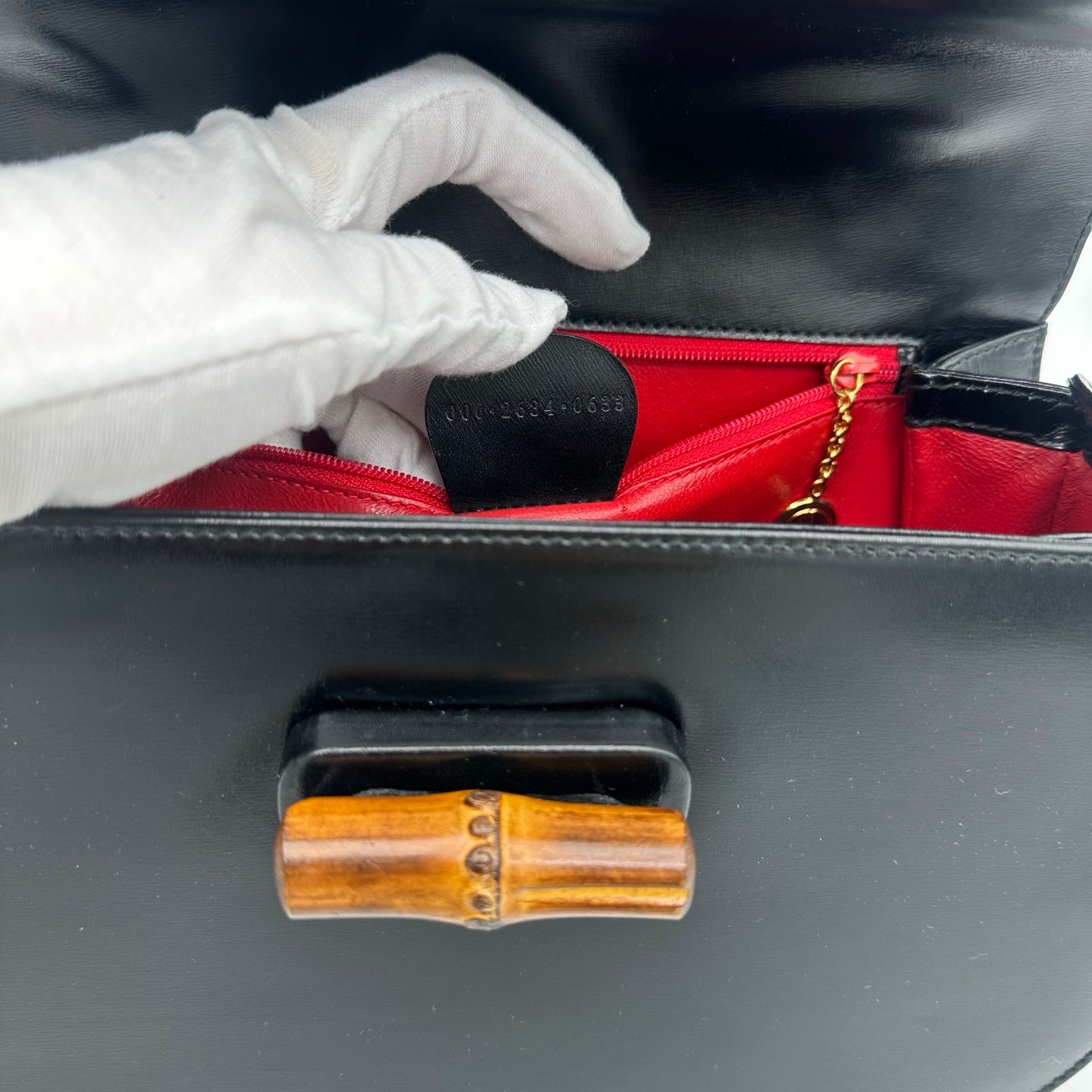 Gucci Black Box Leather Bamboo Handle Top Handle Bag [Used]