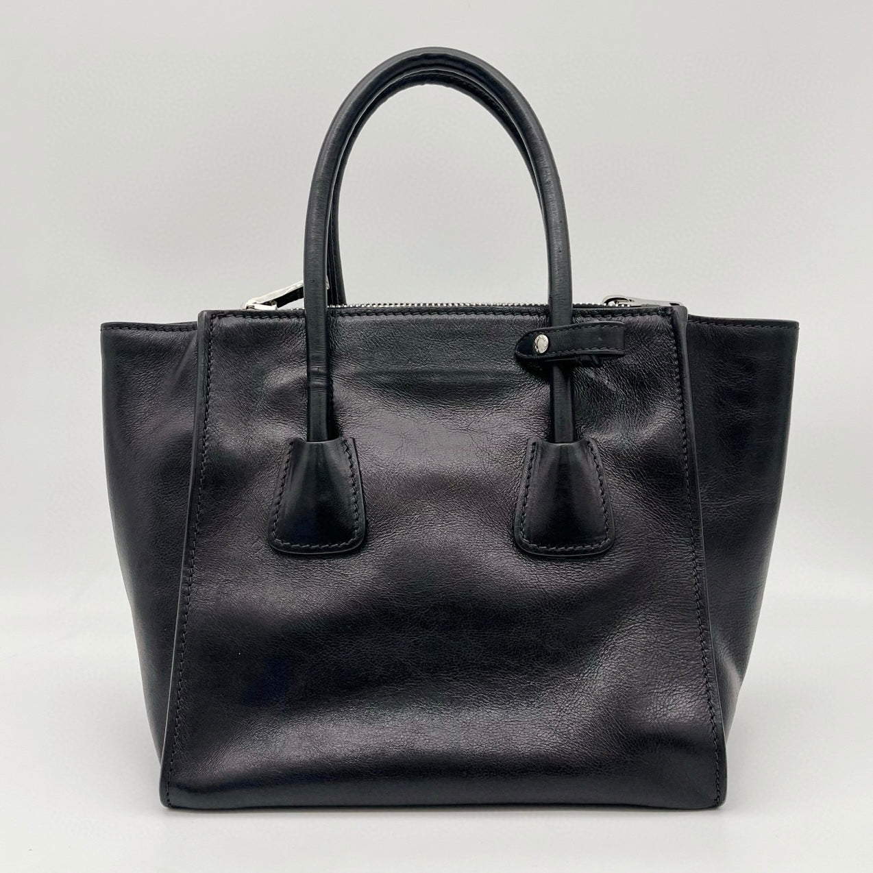 Prada Black Glace Calf Leather 2Way Tote Bag with Shoulder Strap [Used]