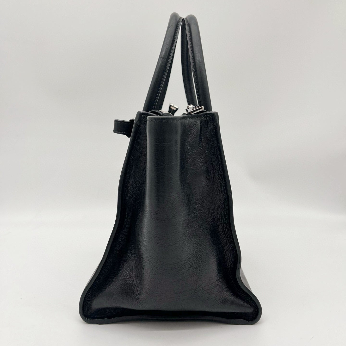 Prada Black Glace Calf Leather 2Way Tote Bag with Shoulder Strap [Used]