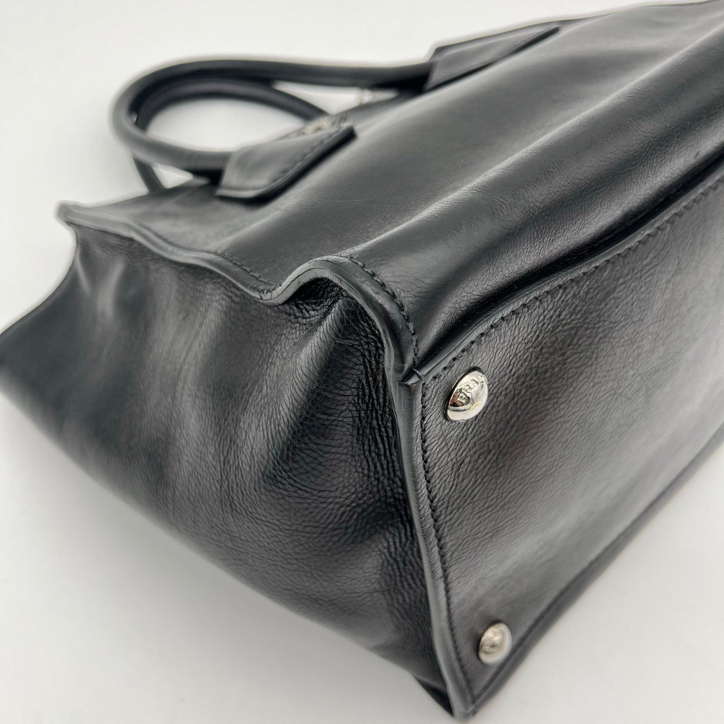 Prada Black Glace Calf Leather 2Way Tote Bag with Shoulder Strap [Used]