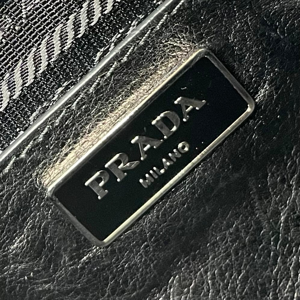 Prada Black Glace Calf Leather 2Way Tote Bag with Shoulder Strap [Used]